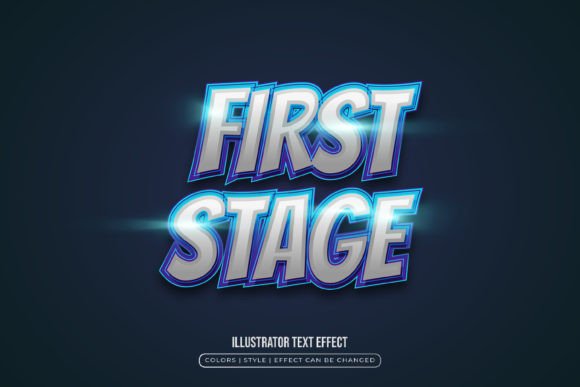 Blue and White Game-Style Text Effect