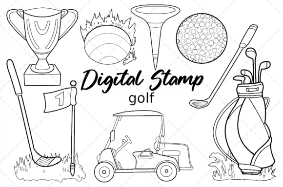 CLIPART Golf Game Player Cart Stick Ball