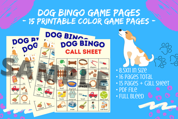 Colorful Dog Bingo Game Sheets: The Ultimate Printable Activity for Holidays, Travel, and Learning