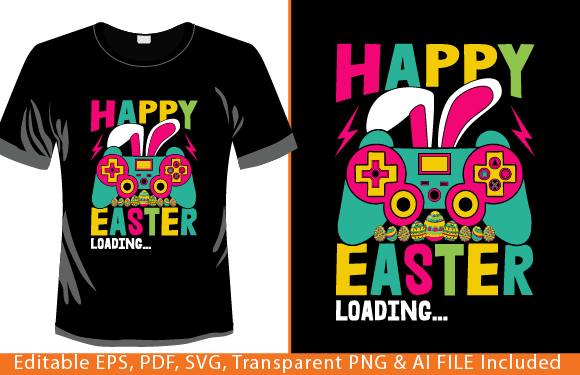 Easter-Themed Video Game T-Shirt Design for Print-on-Demand Success