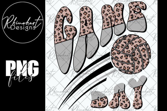 Game Day Volleyball Silver Gray Cheetah Designs