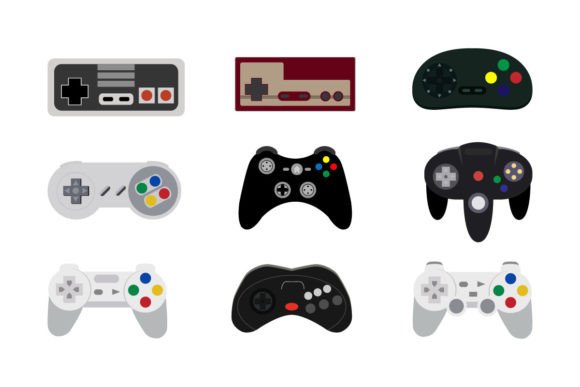Retro Game Joystick Set Clipart