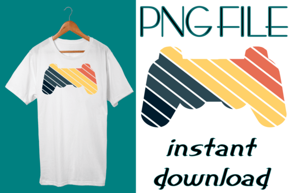 Retro Sunset Stripes Game Controller PNG Design